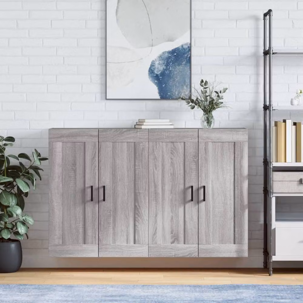 Berkfield Home Wall Mounted Cabinets, 2 Piece Set in Grey Sonoma, W/D/H: 90 x 34 x 69.5 cm – 2