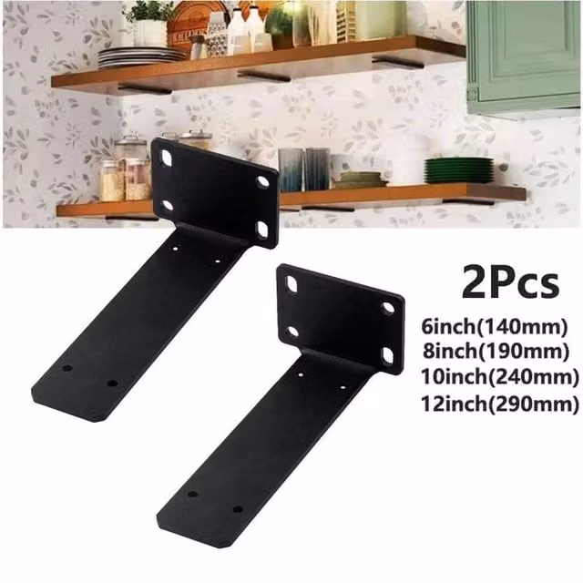 NESTLUNE Heavy Duty Black Cast Steel Shelf Brackets, Pack of 2, W/D/H: 100 x 15 x 6 cm – 1
