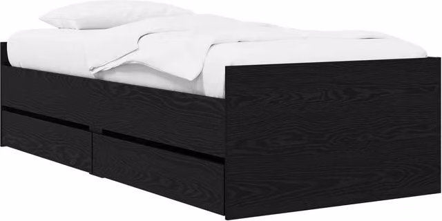 Berkfield Home Rustic Black Pine Bed Frame with Storage Drawers, W: 80 cm, L: 200 cm
