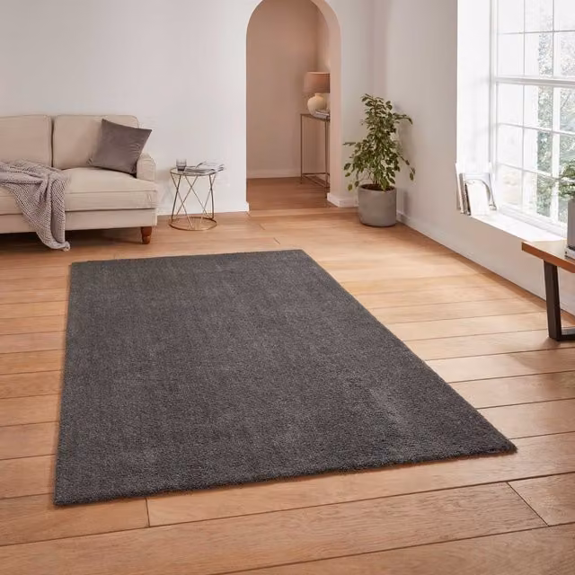 Terrys Kara Washable Modern Rectangular Rug in Anthracite Grey