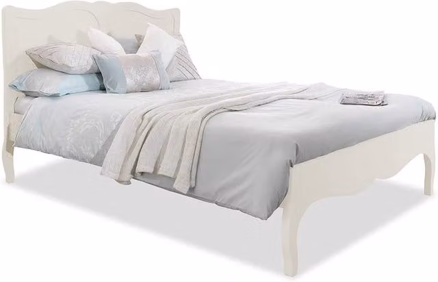 Romance French King Size Bed in Antique White and Grey Solid Wood