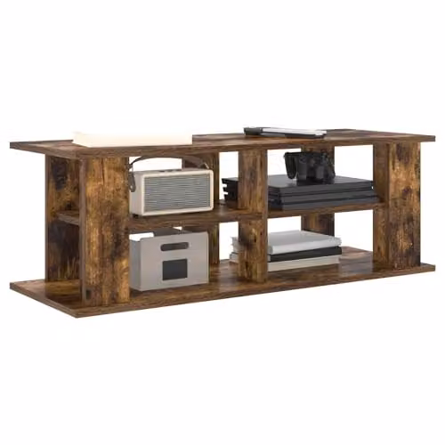 vidaXL Modern Oak TV Stand in Smoked Brown, W/D/H: 96 x 35 x 33.5 cm – 1