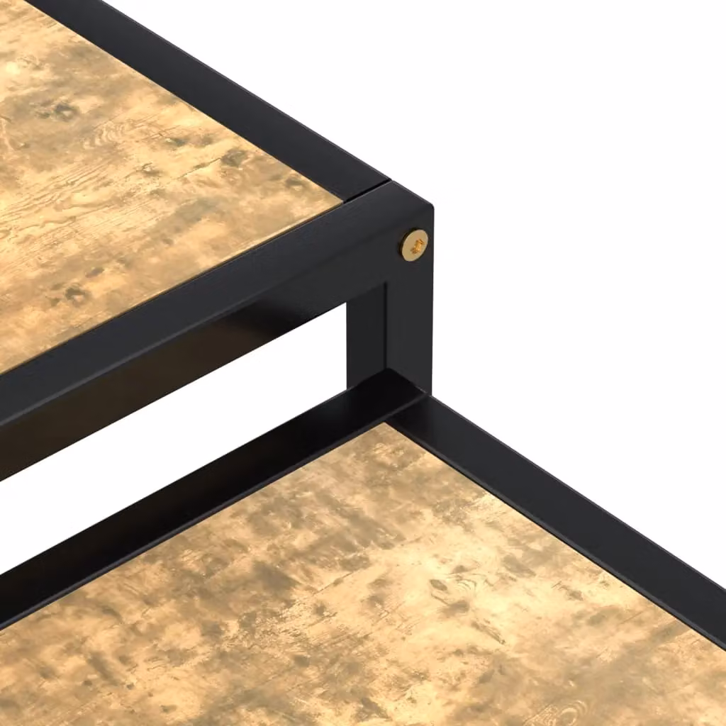 Berkfield Home Set of 2 Nested Square Tea Tables in Black, Yellow and Brown MDF – 4