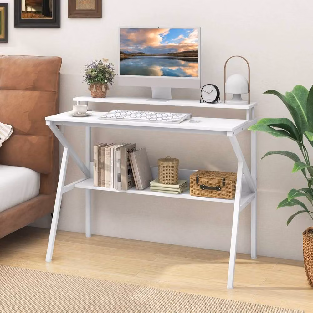 KORVIXA Modern Space Saving Computer Desk in White – 3