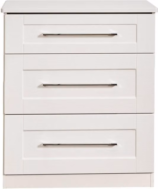 2 U Ripon Ready Assembled 3 Drawer Deep Chest in White