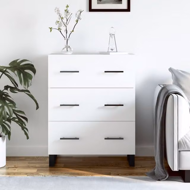 Berkfield Home White Classic Sideboard, W/D/H: 69.5 x 34 x 90 cm