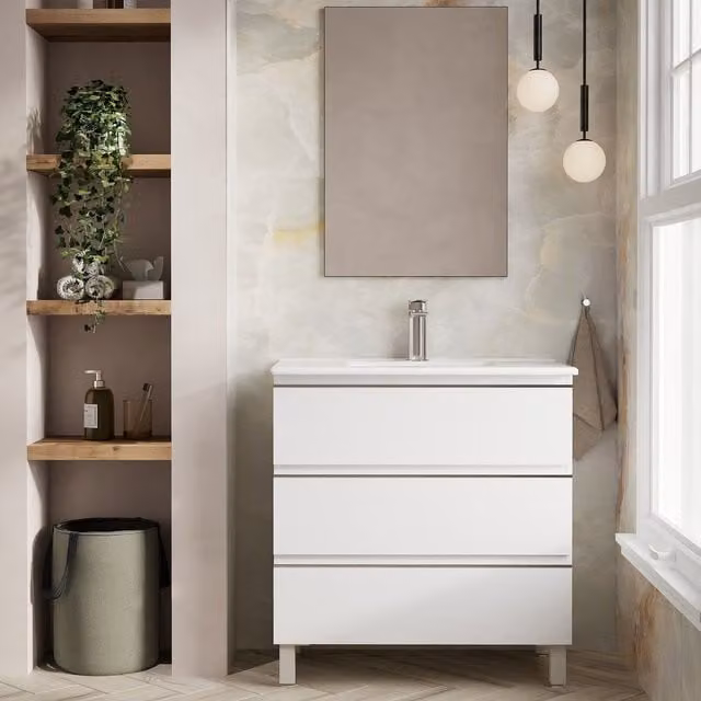 Banyetti Vatilla 800mm Floorstanding Vanity with Athena Basin, Gloss White