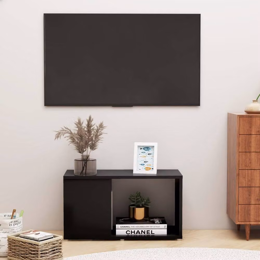 Berkfield Home Black Classic TV Cabinet in Matt MDF, W/D/H: 60 x 24 x 32 cm – 2