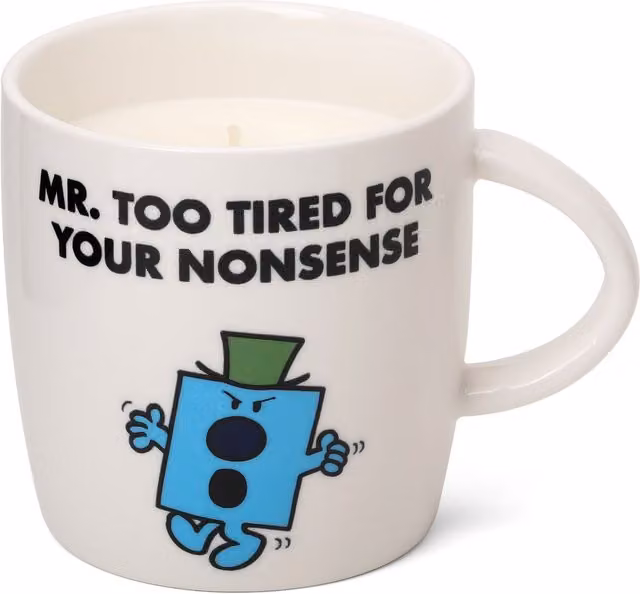 Mr. Men And Little Miss Mr Grumpy Spice and Wood Scented Ceramic Mug Candle in Blue and White