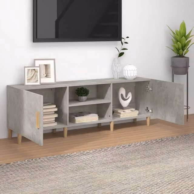 Berkfield Home Modern TV Cabinet in Concrete Grey, W/D/H: 150 x 30 x 50 cm – 1