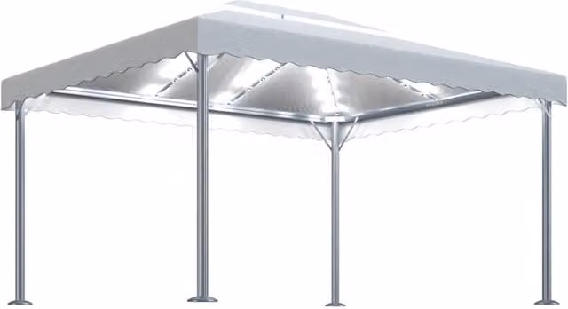 Berkfield Home Aluminium Gazebo with LED String Lights, Beige, W: 400 cm, D: 300 cm