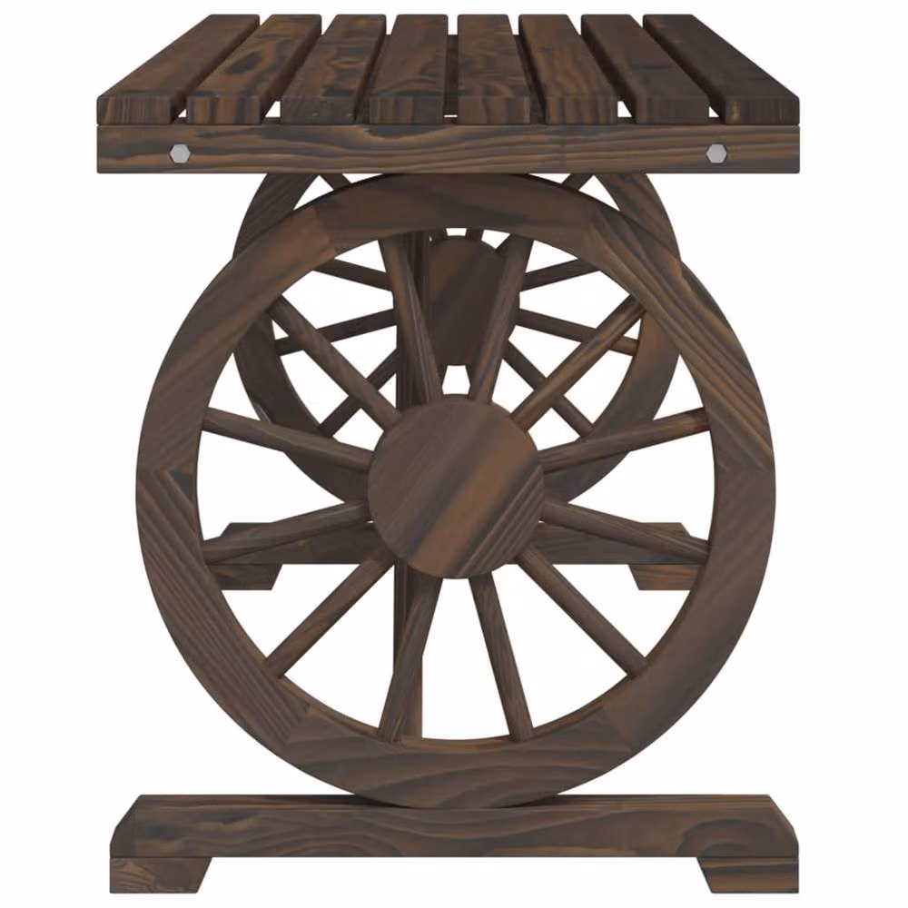 Berkfield Home Brown Rustic Solid Wood Garden Trestle Table W: 115 cm, D: 55 cm, H: 65 cm – 4