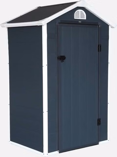 sweeek Plastic Garden Shed with Single Door and Window in Dark Grey, 1.39 m² – 1