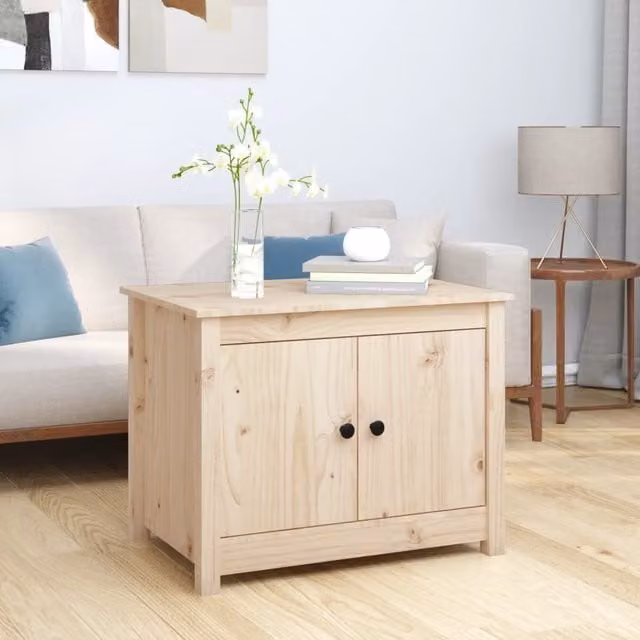 Berkfield Home Rustic Solid Wood Pine Coffee Table in Brown, W: 71 cm, D: 49 cm, H: 55 cm