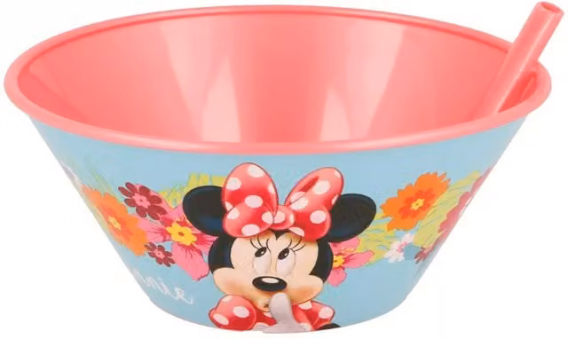 Stor Minnie Mouse Sippy Bowl with Straw, Multicolour, 500ml