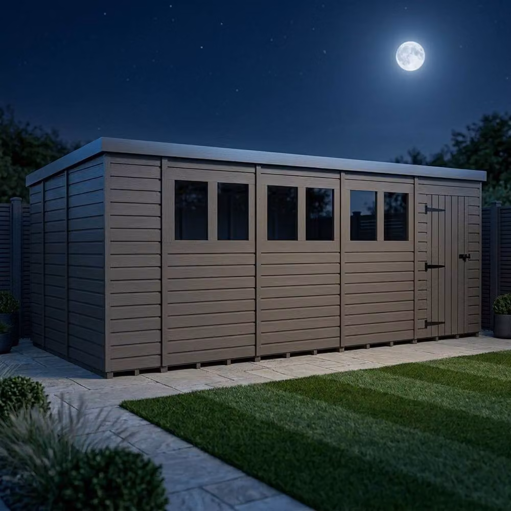 Buttercup Farm Grey Composite Pent Garden Shed with Single Door and Windows – 3