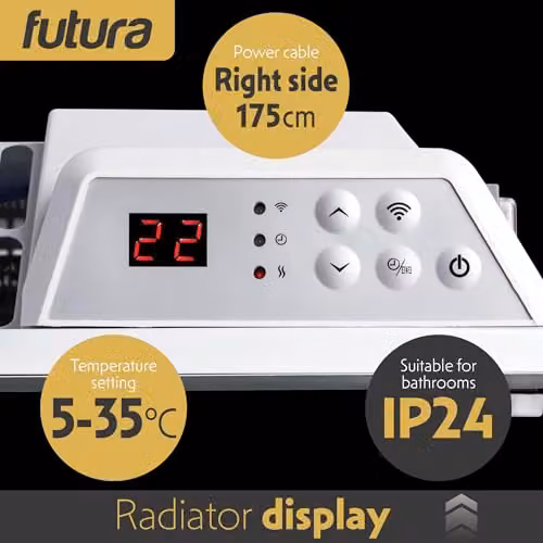 Futura 1500W WiFi Glass Panel Convector Heater, White, Wall Mounted or Freestanding – 6