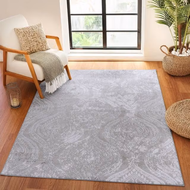 Livabliss Lustro Vintage Boho Rectangular Rug in Grey, Beige and White, W: 120 cm, L: 170 cm