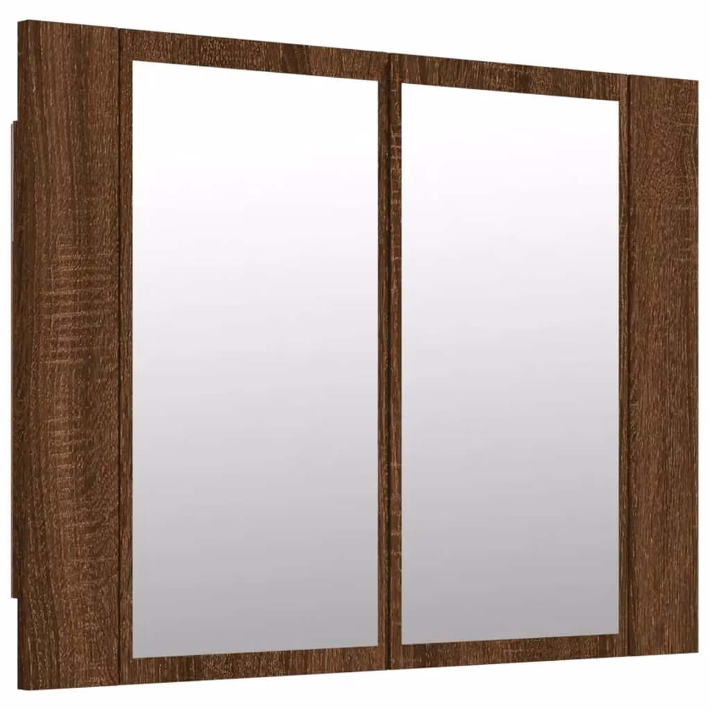 Berkfield Home LED Mirror Cabinet in Brown Oak, W/D/H: 60 x 12 x 45 cm – 2