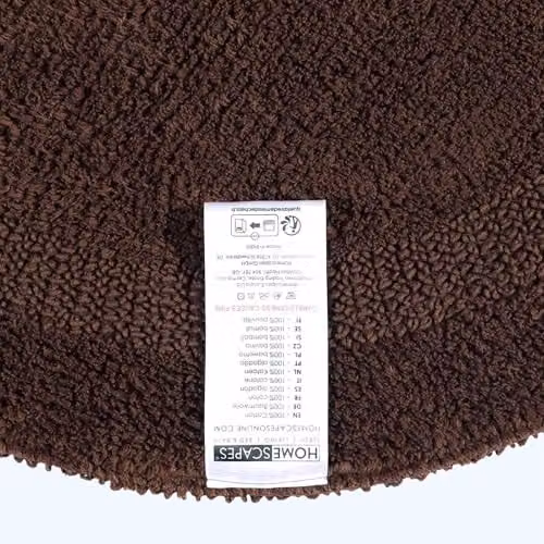 Homescapes Luxury Round Cotton Bath Mat, Chocolate, Diameter: 80 cm – 2