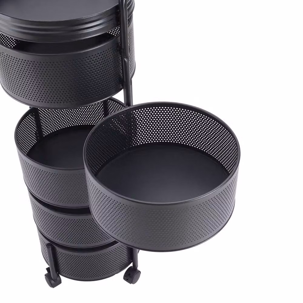 Garden Sanctuary 5-Tier Rotating Kitchen Storage Rack in Matt Black Metal – 8