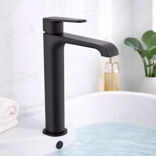Bathroom Kingdom Montana Matt Black High Rise Basin Mixer Tap