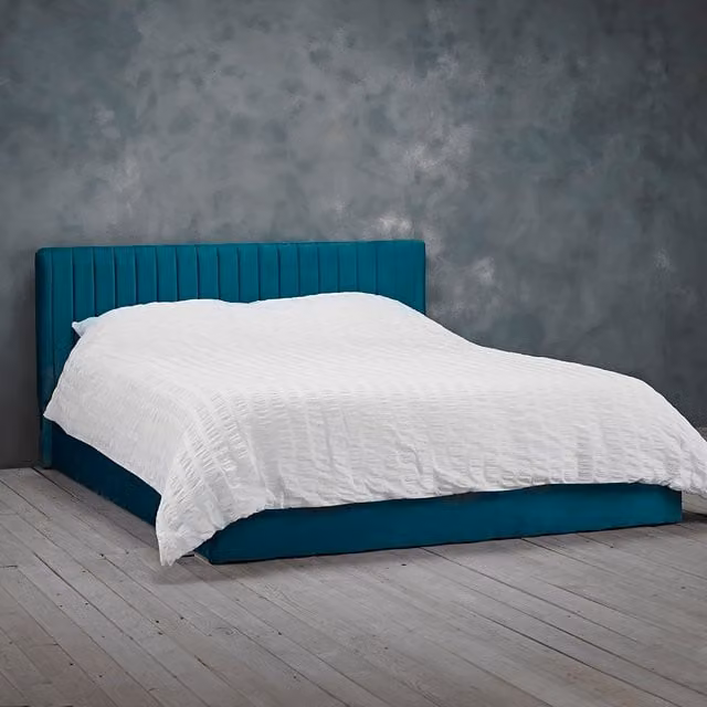 LPD Home Berlin Velvet Ottoman Bed in Petrol Grey, W: 180 cm, D: 200 cm