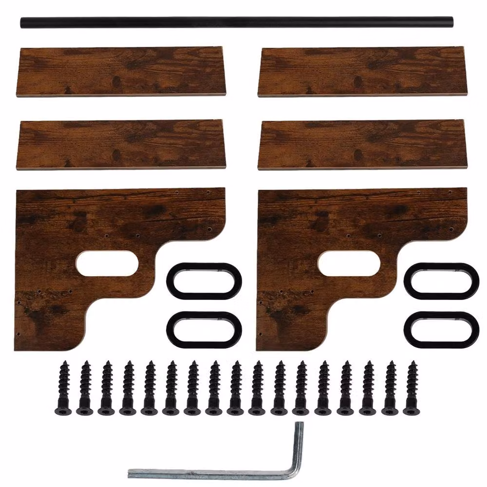 VOGREX Industrial Wooden and Metal Countertop Wine Bottle Display Rack in Brown – 5
