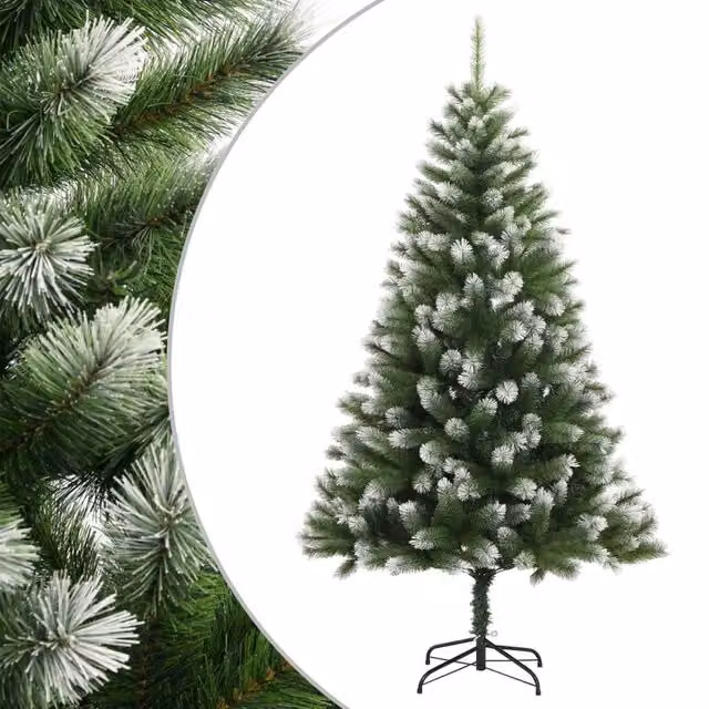 Berkfield Home Artificial Hinged Christmas Tree with Flocked Snow, Green, Height: 210 cm – 1