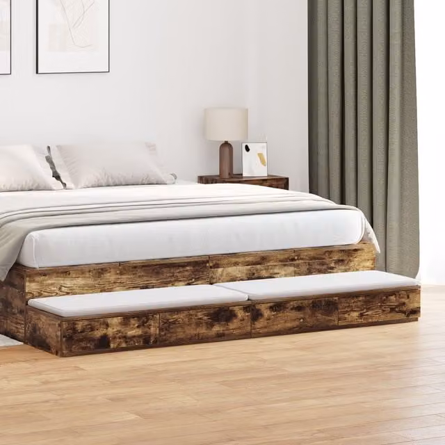 Berkfield Home Bed Drawers in Smoked Oak, Brown, W/D/H: 180 x 36.5 x 16.5 cm – 1