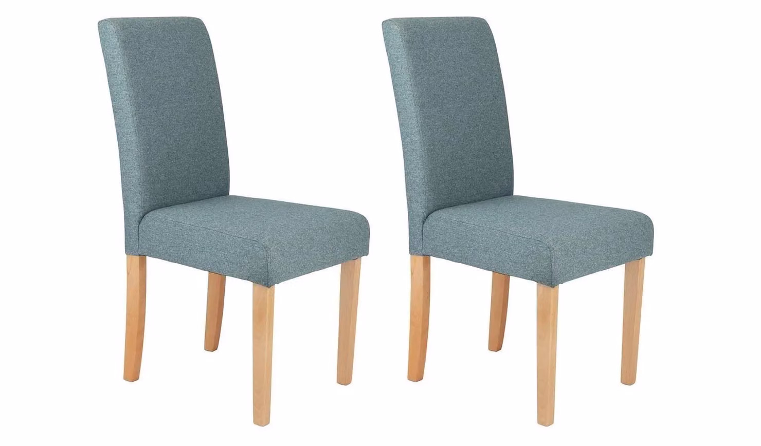 Pair of Petrol Blue Midback Tweed Fabric Dining Chairs by Cheap Furniture Warehouse