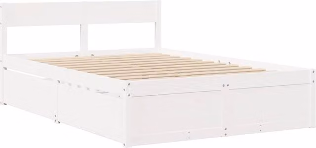 Berkfield Home Modern Small Double Bed Frame in White Solid Pine, W/D/H: 120 x 200 cm