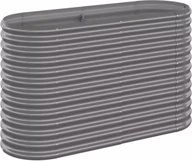 Berkfield Home Garden Grey Powder-coated Steel Raised Bed, W/D/H: 114 x 40 x 68 cm – 1