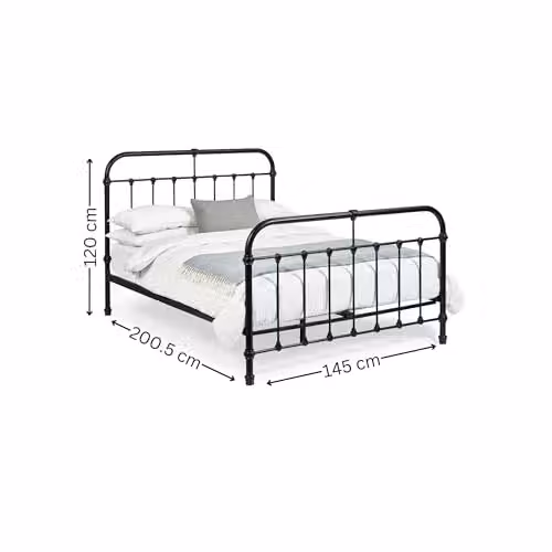 Julian Bowen Logan Black Metal Bed Frame with Headboard and Slats, W/D/H: 120 x 145 x 200.5 cm – 3