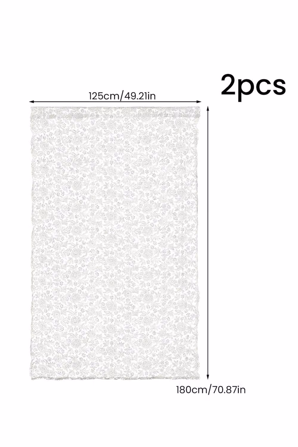 Living and Home White Floral Lace Sheer Curtains, 2-Panel Set, Width: 125 cm, Height: 175 cm – 3