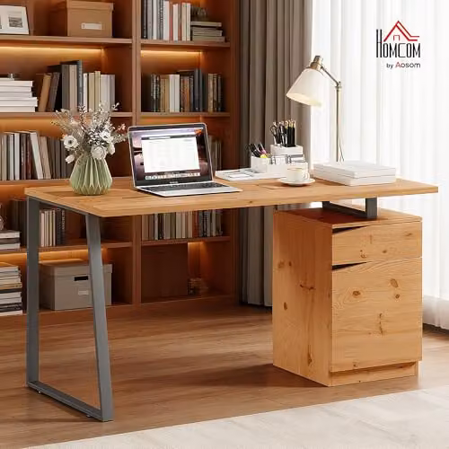 HOMCOM Computer Desk in Black and Brown, W/D/H: 135 x 60 x 75 cm – 2