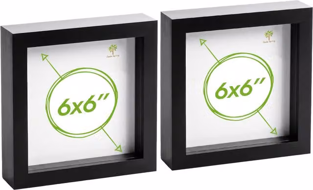Nicola Spring 3D Shadow Box Photo Frames, Pack of 2, Black, W/D/H: 15 x 15 x 3.5 cm – 4