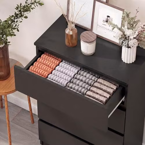 HOMCOM Black 5-Drawer Chest of Drawers with Soft-Close Drawers for Bedroom or Living Room – 6