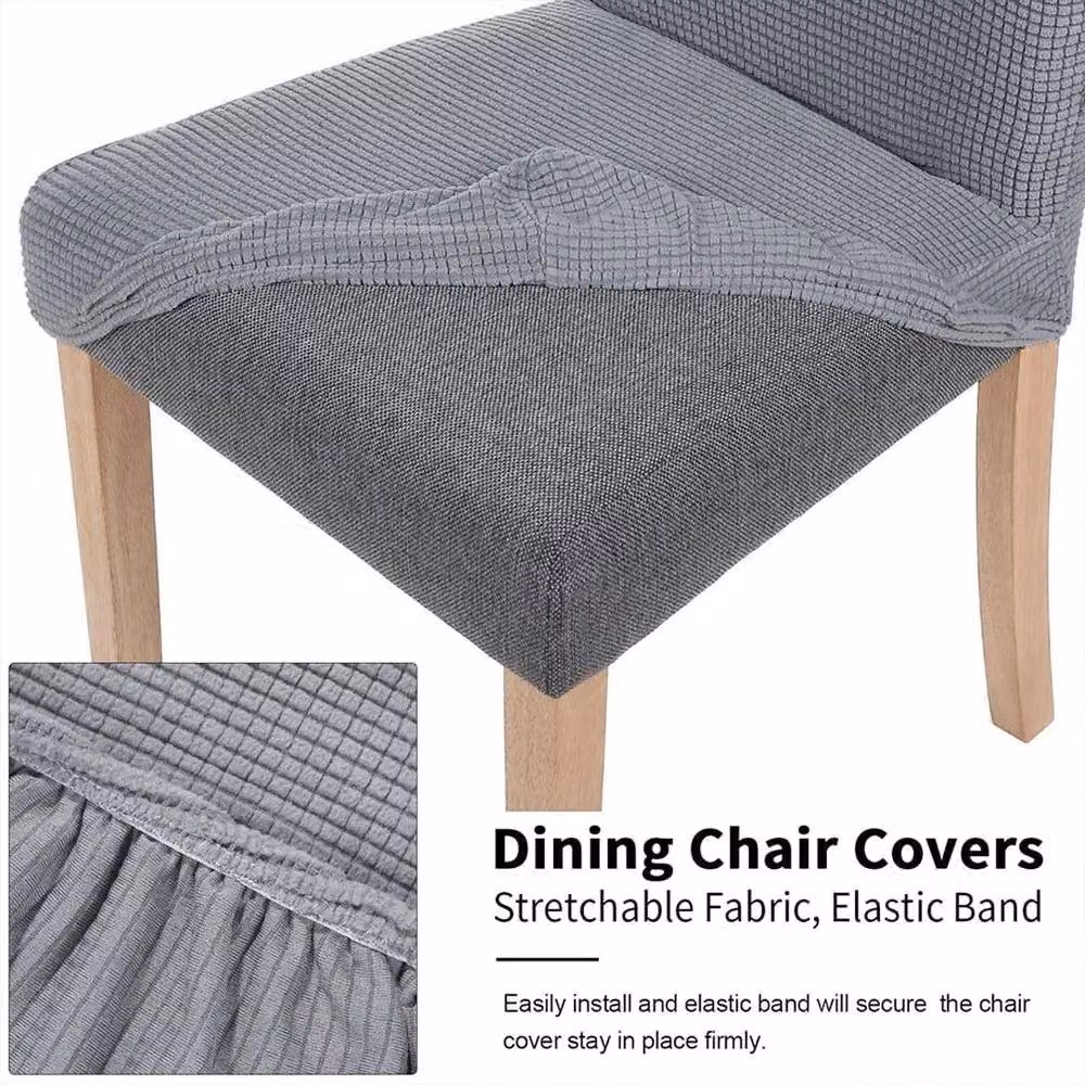 PAWNORA Set of 4 Modern Elasticated Dining Chair Seat Covers in Dark Grey – 4