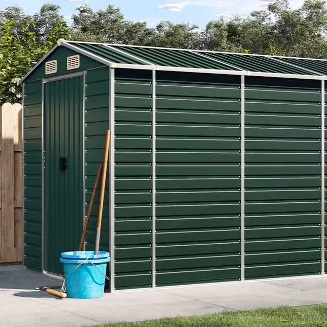 Berkfield Home Green Galvanised Steel Garden Shed with Side Vent, W/D/H: 191 x 895 x 198 cm – 1