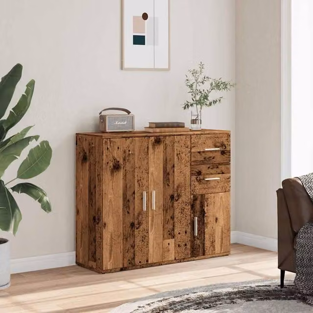 Berkfield Home Rustic Old Wood Sideboard in Brown, W/D/H: 91 x 29.5 x 75 cm – 1