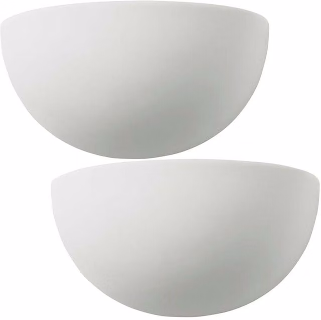 Loops 2 Pack Dimmable LED Wall Lights in White Unglazed Ceramic Round Dome Design