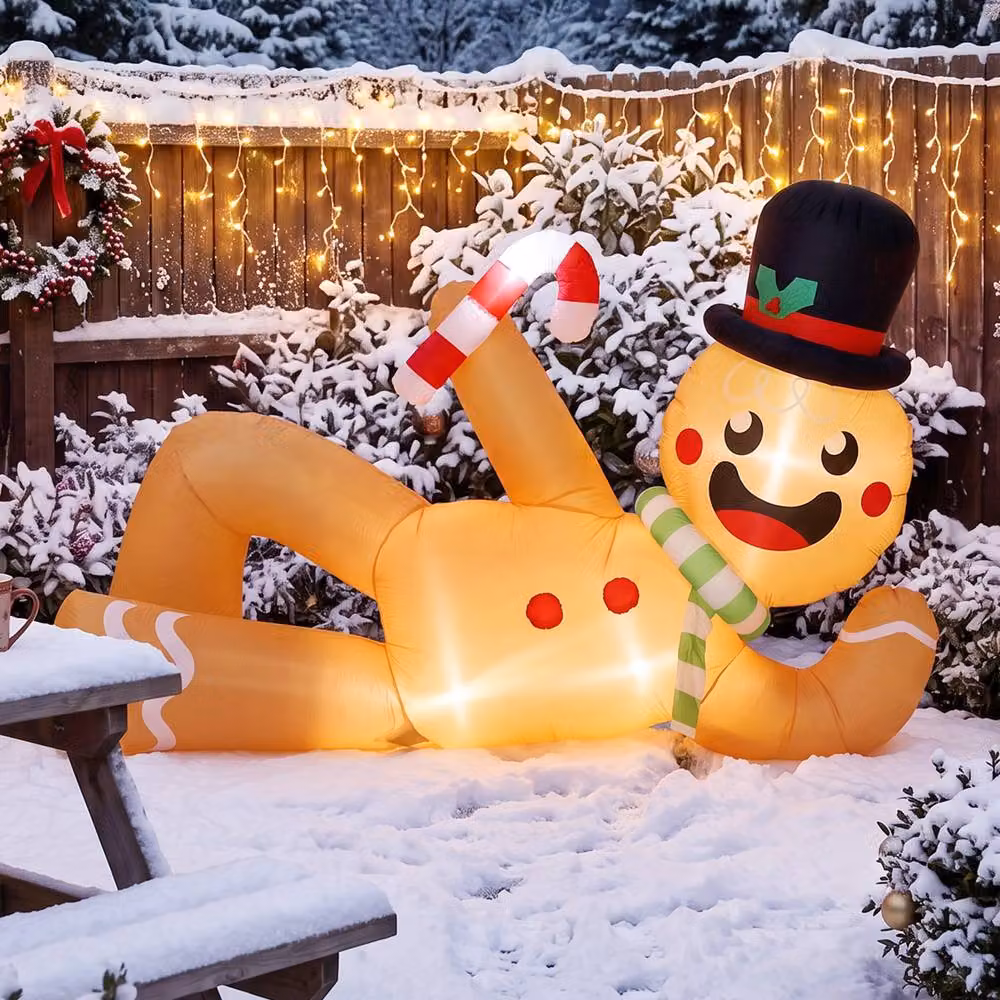 OUTSUNNY 9.8ft Inflatable Gingerbread Christmas Decor in Light Brown – 2