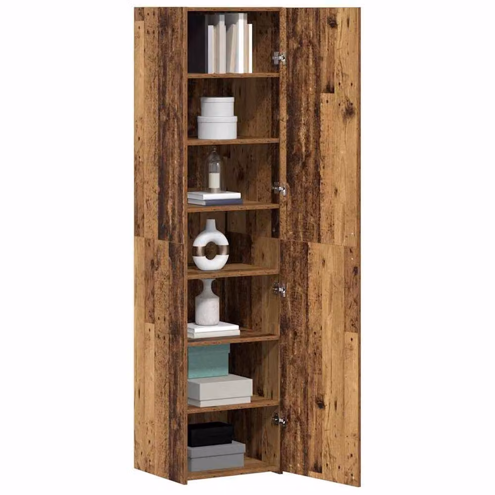 Berkfield Home Rustic Old Wood Highboard in Brown, W/D/H: 45 x 42.5 x 185 cm – 2