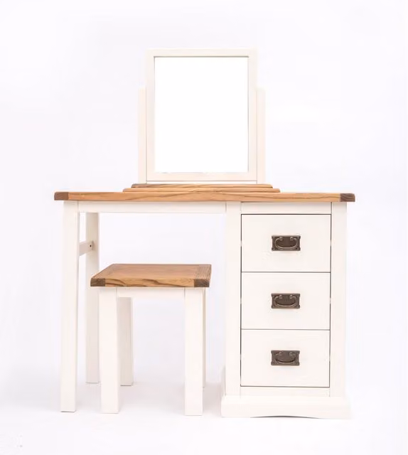 Cabinet Bits Cosenza 3 Drawer Dressing Table Set in White Waxed Ash Wood