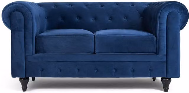 Bravich LTD Blue Velvet Chesterfield Button Tufted 2 Seater Sofa – 1