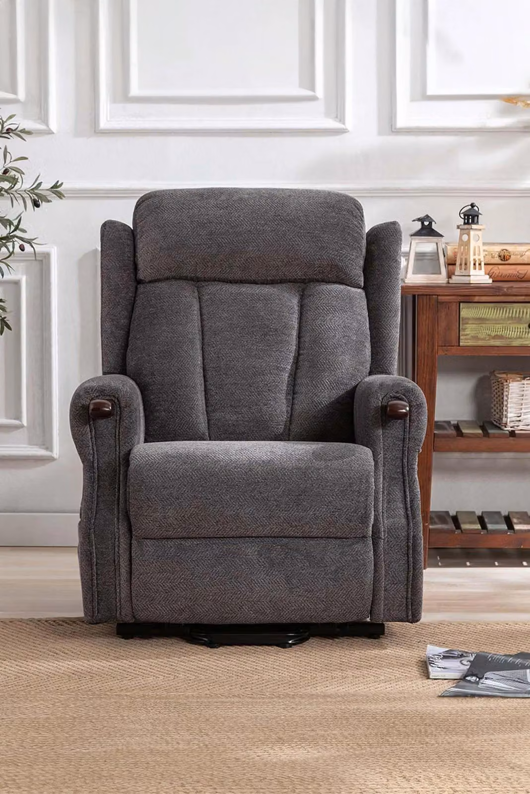More4Homes Halton Fabric Heavy Duty Dual Motor Rise Recliner Lift Mobility Chair in Charcoal – 4