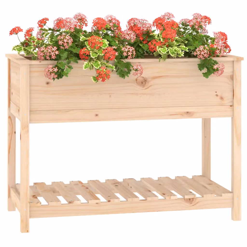 Berkfield Rustic Wooden Raised Bed Planter in Brown Pine, W/D/H: 111.5 x 54 x 81 cm – 2