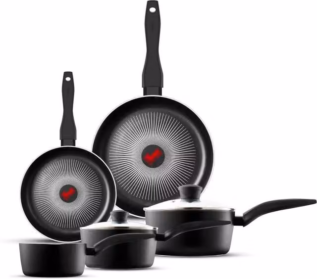 Tower 5pc Non-Stick Aluminium Cookware Set, Black