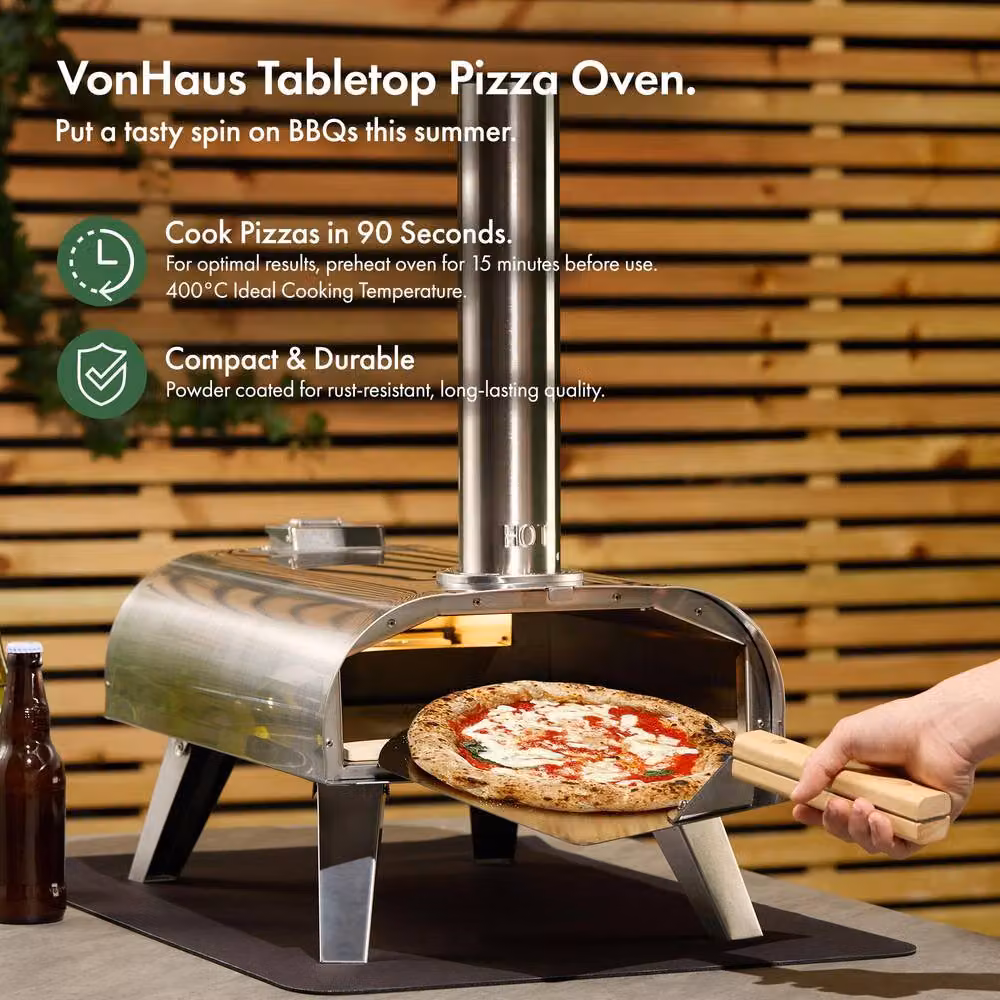 VonHaus Portable Pellet Pizza Oven with Accessories in Silver – 2